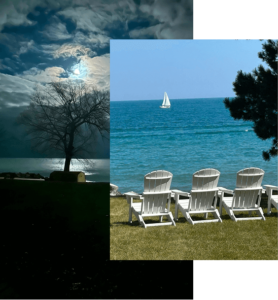Day and Night Views of Lake Michigan from our Back Yard
