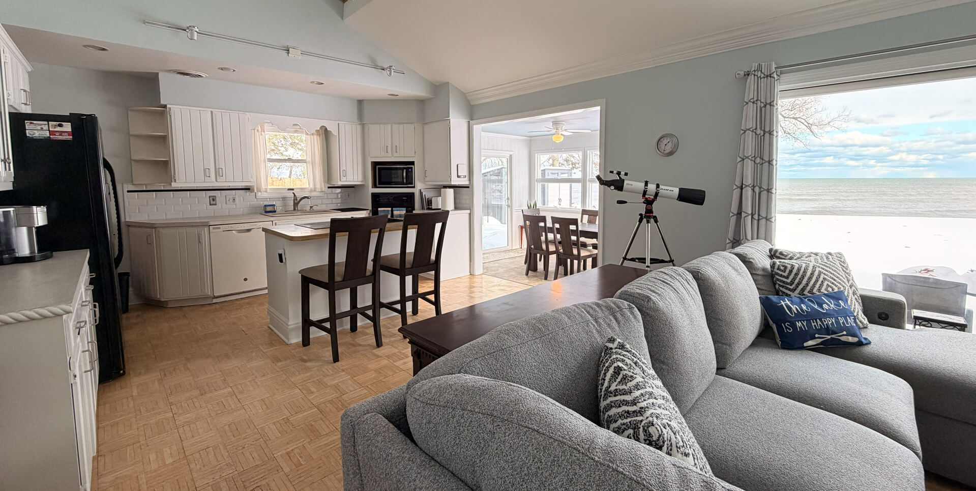 Open Concept Living Room, Kitchen & Dining Room